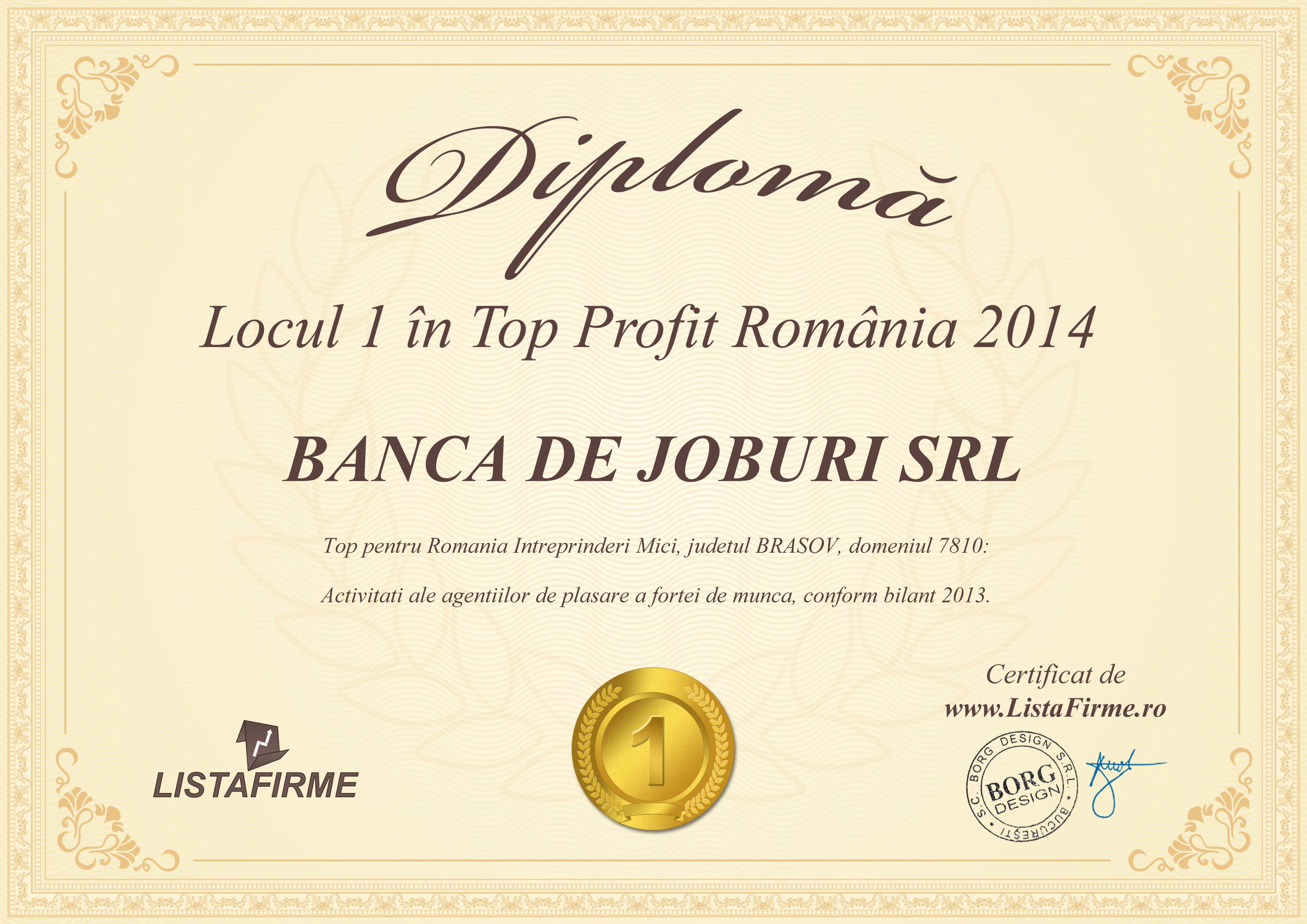 Locul 1 - Top Profit 2013